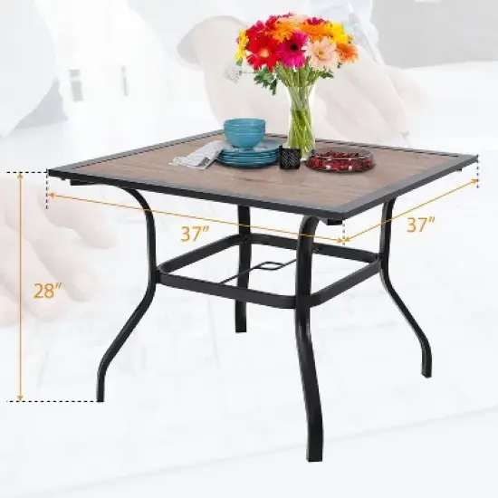 5pc Patio Set with Steel Table & Wicker Rattan Dining Chairs with Cushions - Captiva Designs image {20}