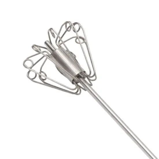 Unique Bargains 12" Semi-Automatic Loop Whisk Dishwasher Safe Stainless Steel Silver Tone Green image {2}