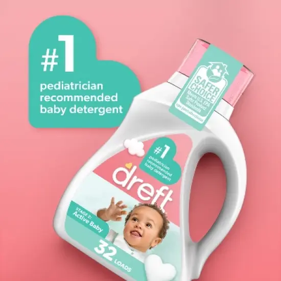 Dreft Active Baby Liquid Laundry Detergent HE Compatible - 92 fl oz image {2}