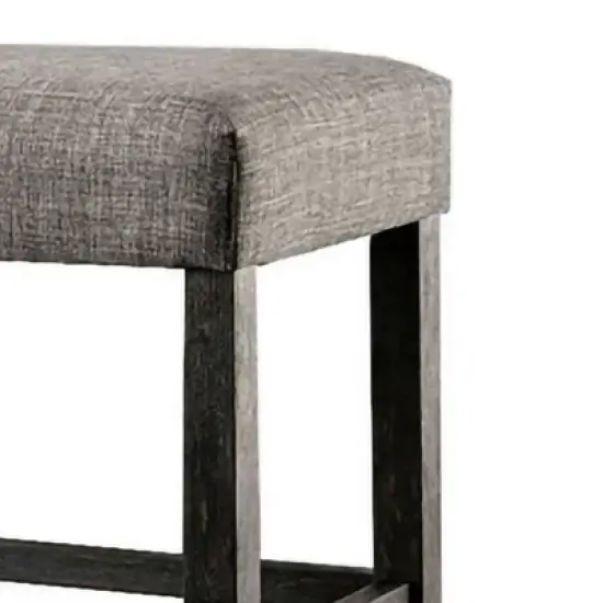 41" Counter Height Bench with Padded Seating Gray - Benzara image {1}