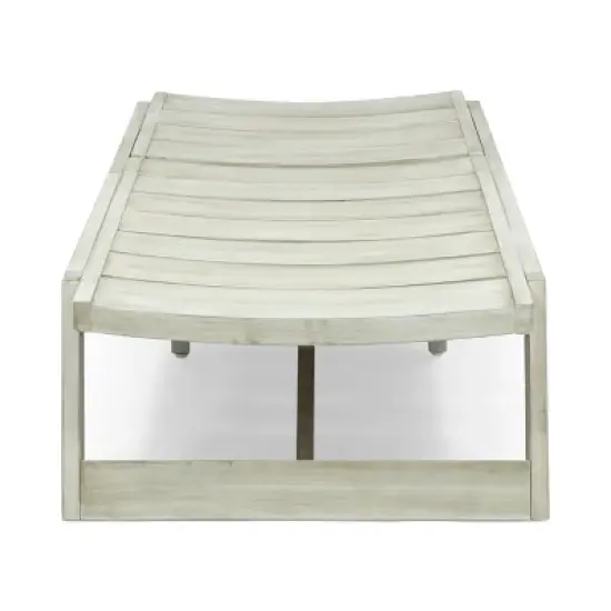PAGED Outdoor Solid Acacia Wood Patio Chaise Lounge Chair, Beach Patio Poolside Furniture, Gray image {3}