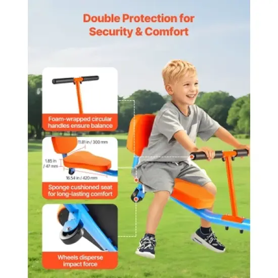 VEVOR Kids Seesaw, 300 lbs Load Capacity, Sit and Spin Teeter Totter, Swiveling 360 Degrees Rotating for Children Aged 3+, Orange&Blue image {2}