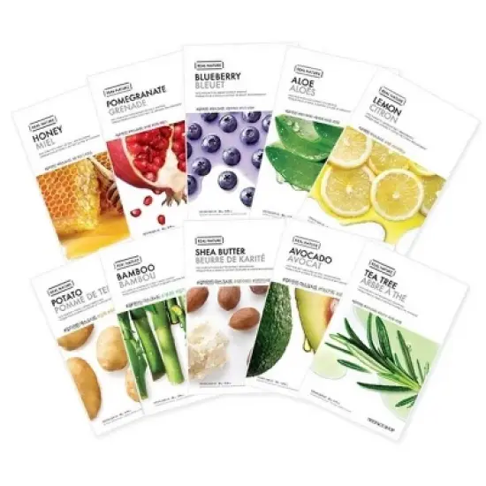 The Face Shop Real Nature 5-Day Hydration & Soothing Set (5 piece sheet mask variety pack to replenish skin moisture) image {2}