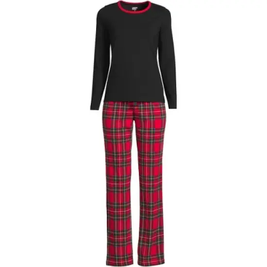 Lands' End Women's Tall Knit Pajama Set Long Sleeve T-Shirt and Pants image {15}