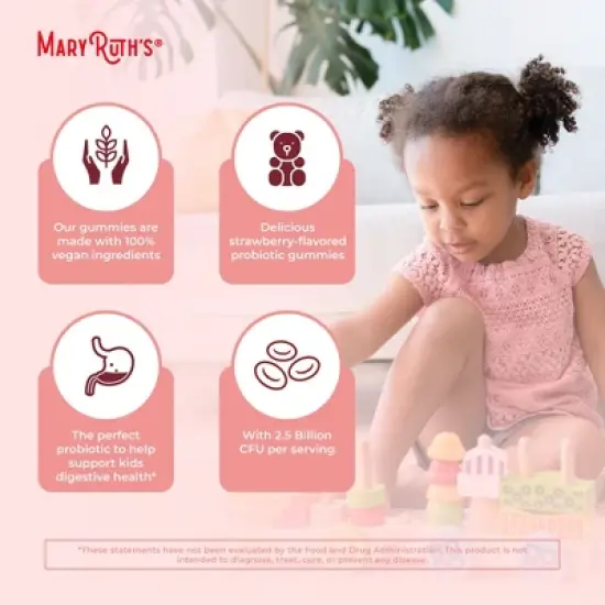 MaryRuth's Kids Probiotic Gummies, Strawberry, Org, 60 ct image {5}