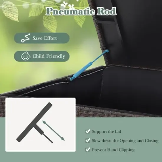 Costway 133 Gallon Patio Rattan Storage Deck Box Container Wheel Handle W/Liner image {7}