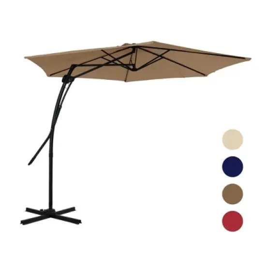 Mondawe 10 ft. Square Cantilever Outdoor Market Umbrella 360-Degree Swivel With Base Stand Included image {2}