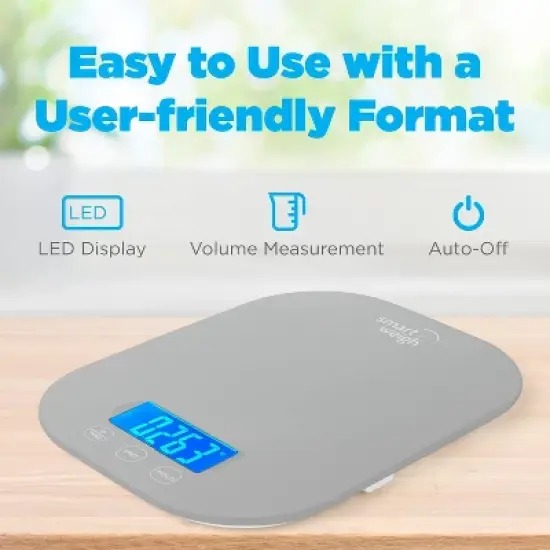 Smart Weigh Digital Food Scale -  11-pound capacity -  Gray image {6}
