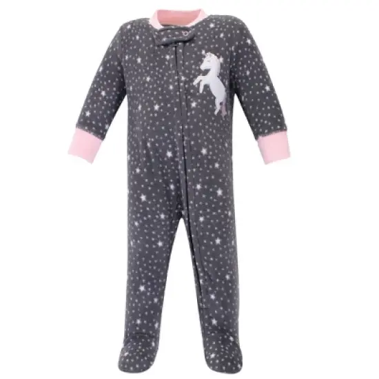 Hudson Baby Infant Girl Fleece Zipper Sleep and Play 2pk, Whimsical Unicorn image {1}