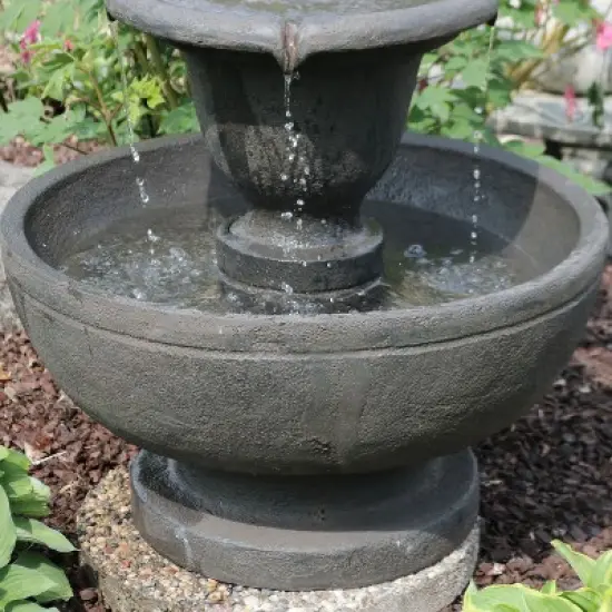 Sunnydaze 25"H Electric Polyresin 2-Tier Streaming Falls Outdoor Water Fountain image {6}
