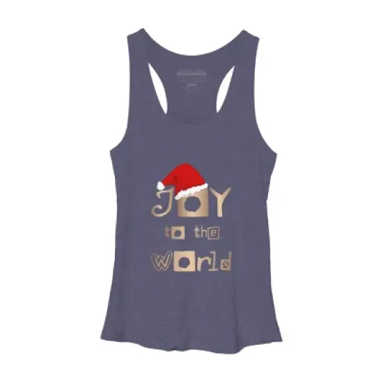 Women's Design By Humans Christmas Design - Joy to the World in Gold Design and Red By SimplyDesign Racerback Tank Top image {4}