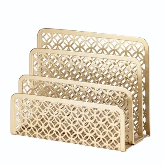 Blu Monaco Gold Desk Mail Organizer - Letter Holder and Bill Organizer for Desk - Gold Mail Storage and Letter Sorter image {6}