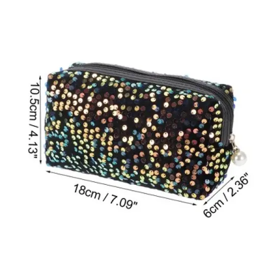 Unique Bargains Women Portable Sequin Makeup Bag 1 Pc image {2}