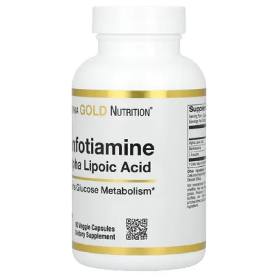 California Gold Nutrition Benfotiamine + Alpha Lipoic Acid and L-Leucine, 90 Veggie Capsules image {4}