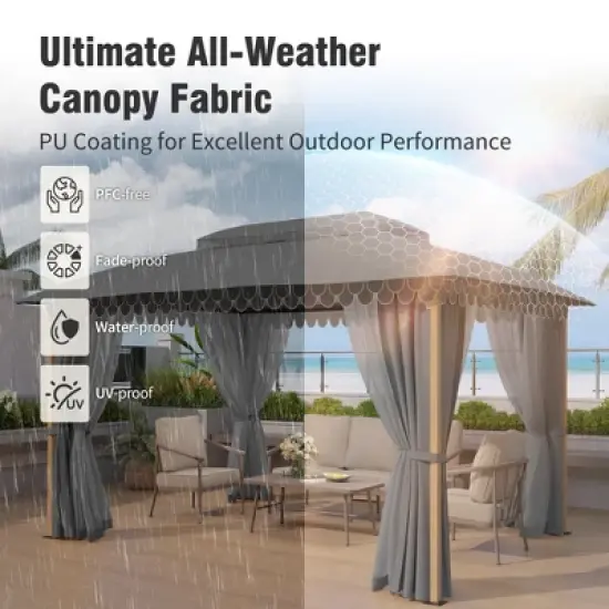 Captiva Designs 10x13 Patio Gazebo with Screened Canopy & Mosquito Netting &ndash; Heavy Duty Outdoor Shelter for Lawn and Garden image {9}