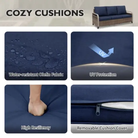 EAGLE PEAK Wicker Patio Conversation Set, 2 Chairs, 3-Seat Loveseat and 2 Ottomans, 5 Pieces image {4}