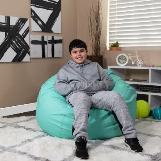 Emma and Oliver Oversized Solid Mint Green Refillable Bean Bag Chair for All Ages image {2}
