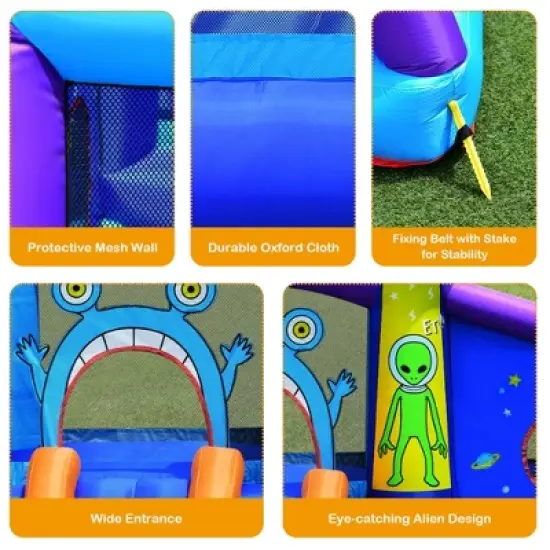 Costway Inflatable Bouncer Alien Bounce House Kids Jump Slide Ball Pit w/480W Blower image {8}