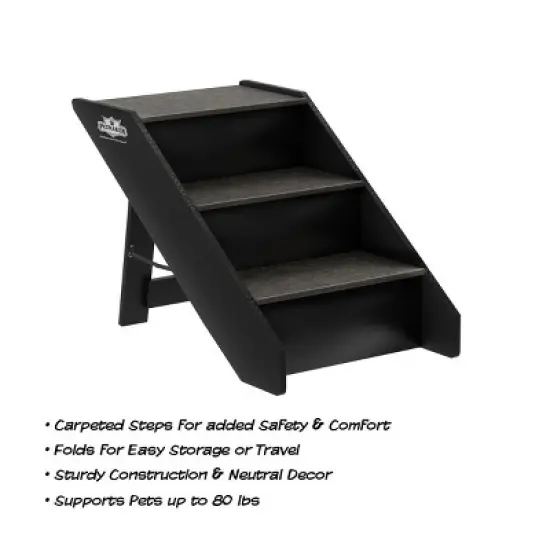 Pet Stairs - Home and Vehicle Foldable Nonslip Dog Steps with 3-Step Design - For Puppies, Kittens, and Other Small Pets by PETMAKER (Gray) image {1}