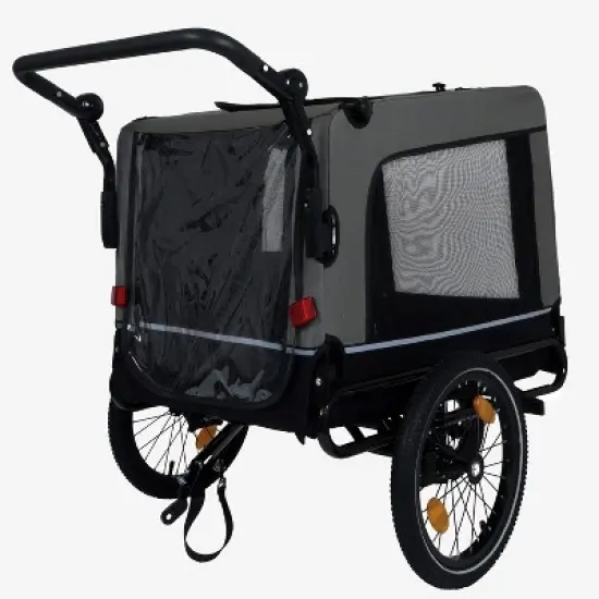 2-in-1 Bike Trailer & Push Cart for Pets - Detachable Bike Hitch & Push Handle Included - All-Terrain Wheels,Holds Pets Up to 88 lbs image {12}