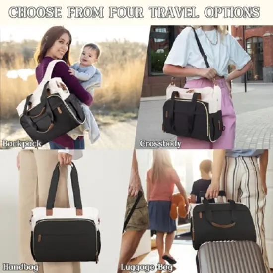 Itopfox Convertible Diaper Backpack Tote for Moms, Multi-Functional Travel Bag with 14 Pockets, Waterproof & Durable image {4}
