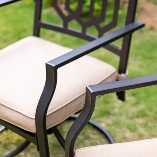 3pc All-Weather Metal/Steel Set with 2 Chairs & Round Table - Captiva Designs image {7}