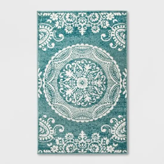 Vintage Medallion Outdoor Rug Turquoise - Opalhouse image {4}