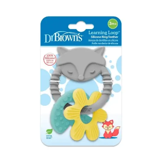 Dr. Brown's Learning Loop 100% Silicone Ring Teether - 3m+ - Fox image {1}
