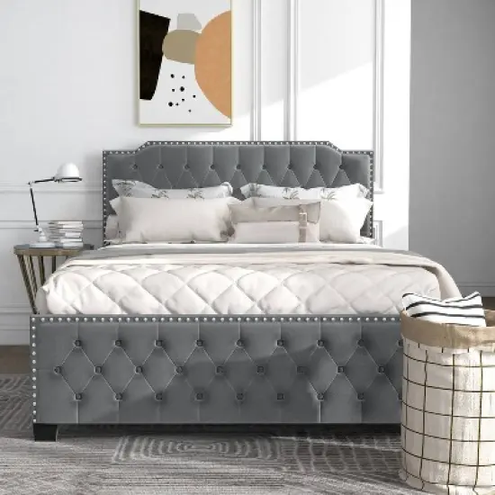 Amando Button Tufted Upholstered Bed - HOMES: Inside + Out image {1}