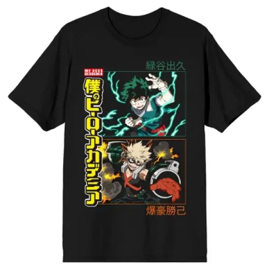 My Hero Academia Deku And Bakugo Crew Neck Short Sleeve Women's Black Crop T-shirt image {3}