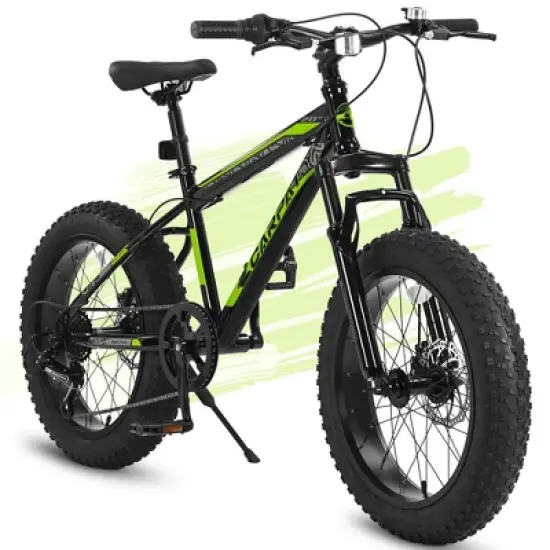 NAYSAYE Bicycle 20 Inch Mountain Bike for Kids with Disc Brakes and Front Suspension 7 Speed, Blackish Green, 63"*24.3"*35" image {5}