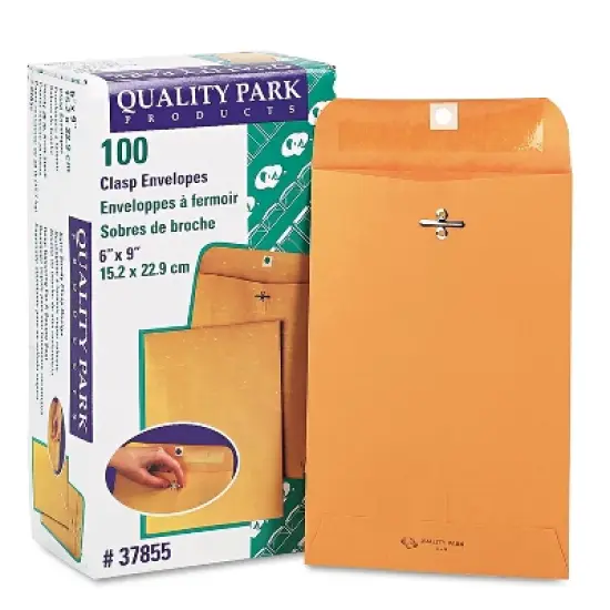 Quality Park Clasp Envelope #55 6 x 9 28lb Brown Kraft 100/Box 37855 image {3}