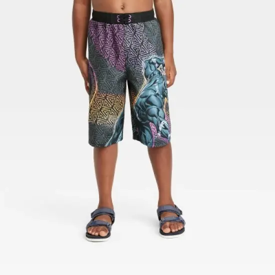 Boys' Marvel Black Panther Swimsuit Trunks - Black image {3}