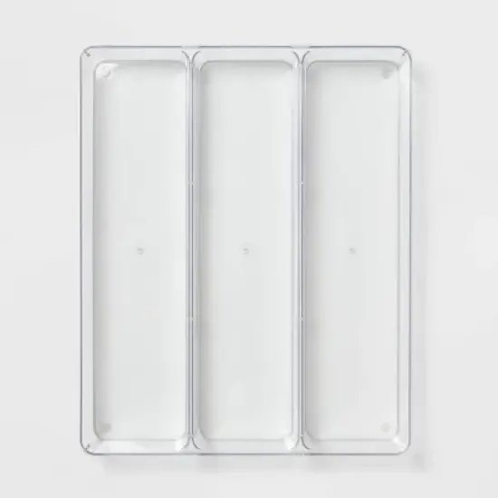 3 Compartment Plastic Drawer Flatware Organizer - Brightroom&trade;: Clear In-Drawer Storage, Contemporary Style, 16"x13" image {2}