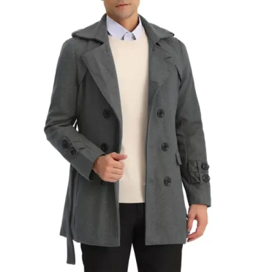 Lars Amadeus Men's Trench Coat Slim Fit Double Breasted Notch Lapel Pea Coat image {6}