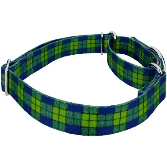 Country Brook Petz Blue and Green Plaid Martingale Dog Collar image {2}