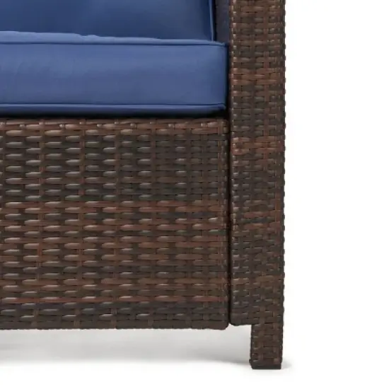 6pc Wicker Outdoor Conversation Set with Cushions & Ottomans - EDYO LIVING image {5}