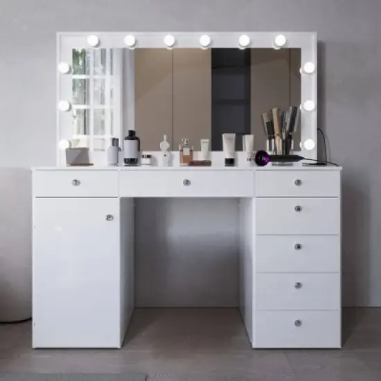 Leila Lighted Makeup Vanity - Boahaus image {19}