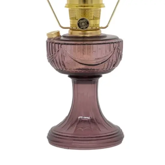 Aladdin Amethyst Lincoln Drape Table Oil Lamp with Rose Shade and Brass Trim, Classic Vintage Design and Bright Illumination image {3}