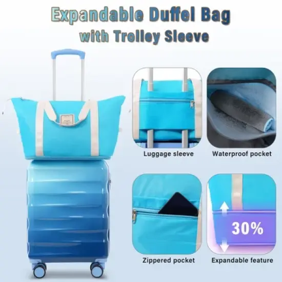 Gulches 2-Piece Carry-On Luggage Set: ABS+PC Hardshell with Cup Holder, Spinner Wheels, TSA Lock & Expandable Duffel image {4}