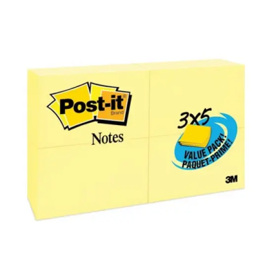 Post-it Notes Original Pads in Canary Yellow, Value Pack, 3" x 5", 100 Sheets/Pad, 24 Pads/Pack image {1}