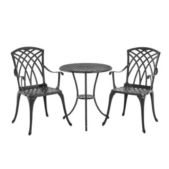 Yaheetech 3-Piece Patio Bistro Set for Garden Backyard Porch Balcon, Black image {7}