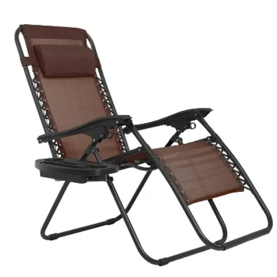 BeatMassage Zero Gravity Chair Foldable Patio Chair Lounge Patio Chaise with Cup Holder image {9}