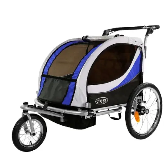 ClevrPlus Deluxe 3-in-1 Bike Trailer Stroller Jogger for Kids, Blue image {7}