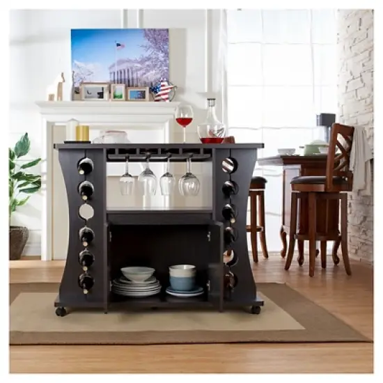 Claren Curved Standing Wine Rack Wood/Espresso - HOMES: Inside + Out image {2}