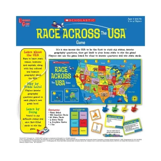 University Games Race Across the USA Scholastic Board Game: Educational Focus Geography, 2-4 Players, 30-Minute Play image {2}