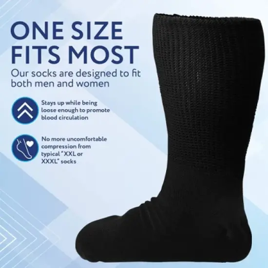 Impresa Extra Wide Socks for Men and Women - 2 Pairs - Ideal for Lymphedema, Swollen Feet, Legs, and Calves image {2}