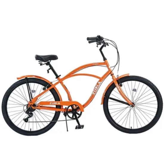 NAYSAYE Bicycle 26 Inch Beach Cruiser Bike 7 Speed Steel Frame for Relaxed Outdoor Riding, Orange, 69.96"*28.32"*43.2" image {5}