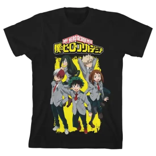 My Hero Academia UA School Uniform Characters Crew Neck Short Sleeve Boys' Black T-shirt image {7}