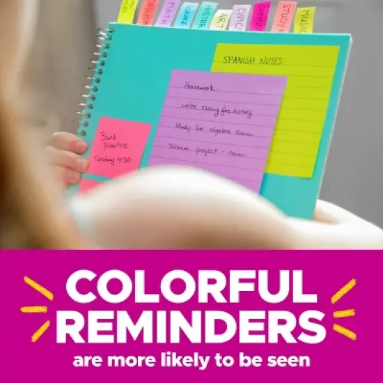 Post-it 3pk Super Sticky Summer Joy: Multicolored Sticky Notes, 3x3 Inches, 135 Sheets, Uncoated Paper, Glue Binding image {4}